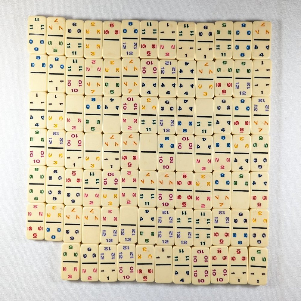Set of Mexican Train Dominoes with numbers 89 melamine stones